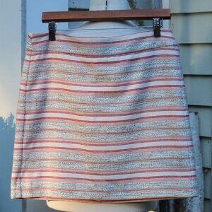 LOFT Pink and Gray Striped Pencil Skirt Size 8P